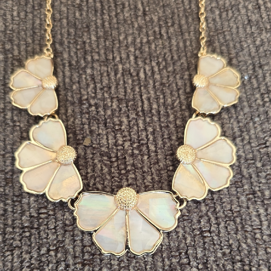 Emberly Brand Women's Beautiful Fancy Goldtone Floral Necklace